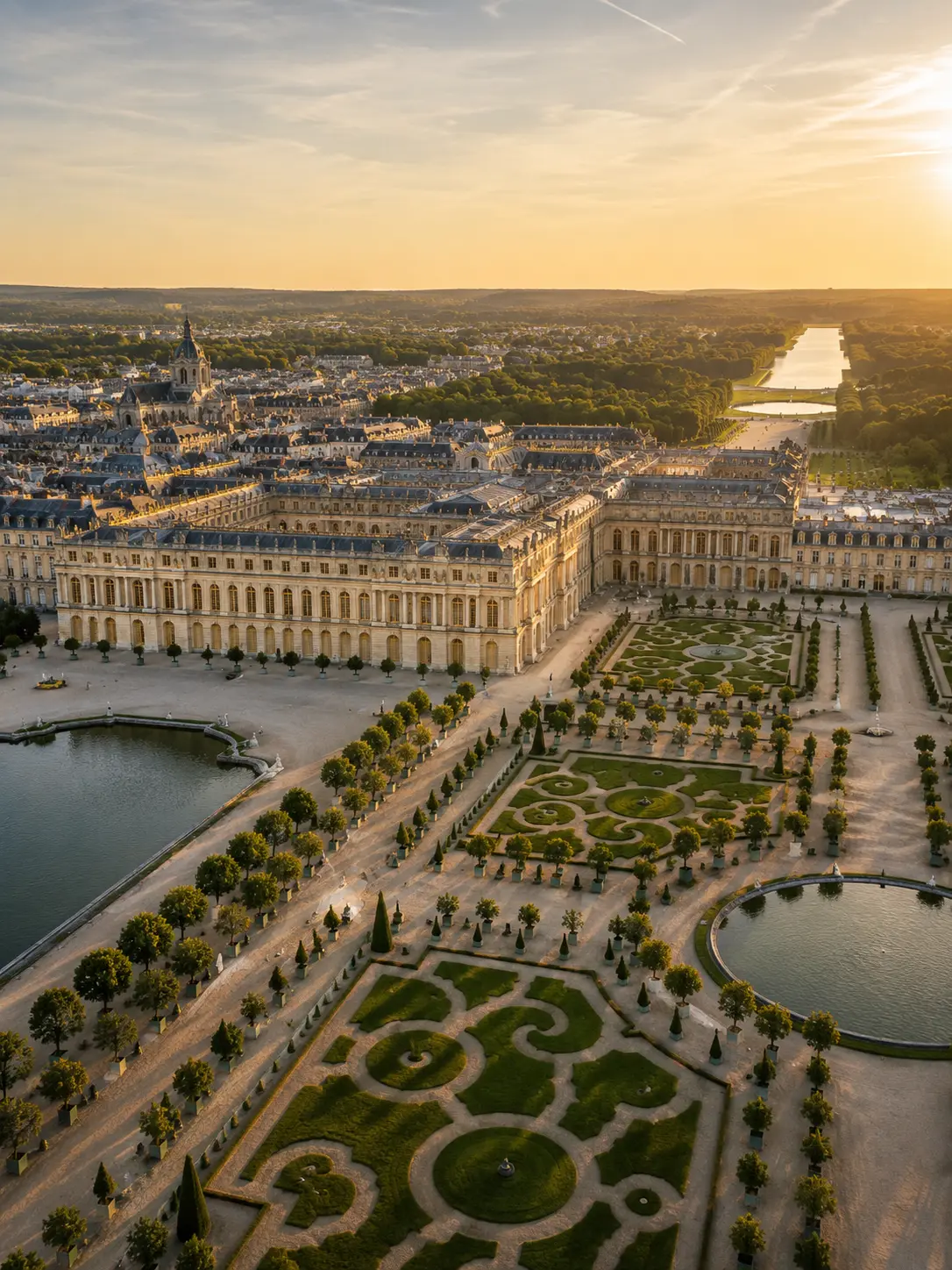 Château de réception entouré de jardins à la française à Versailles