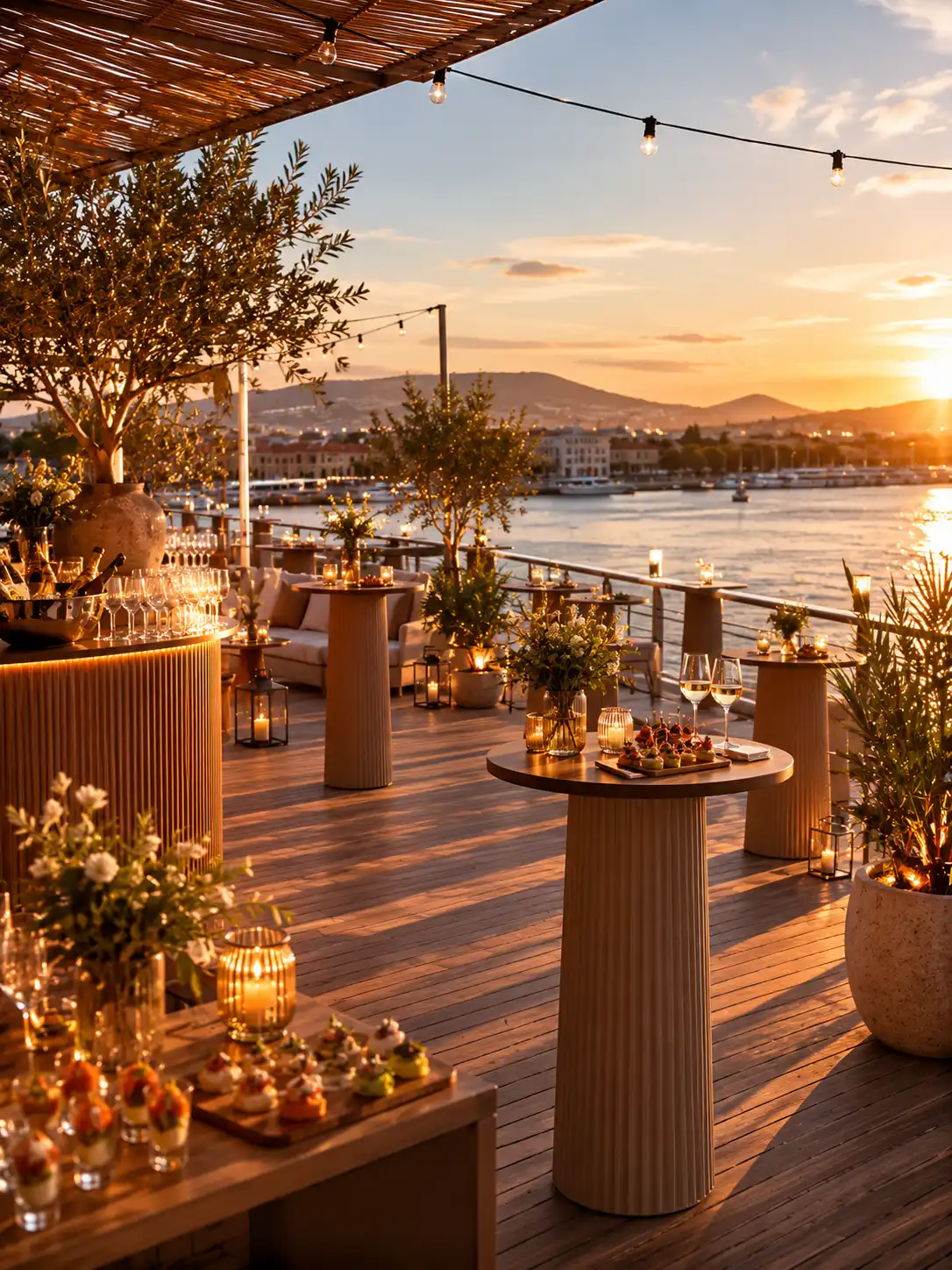 Corporate cocktail party on a barge