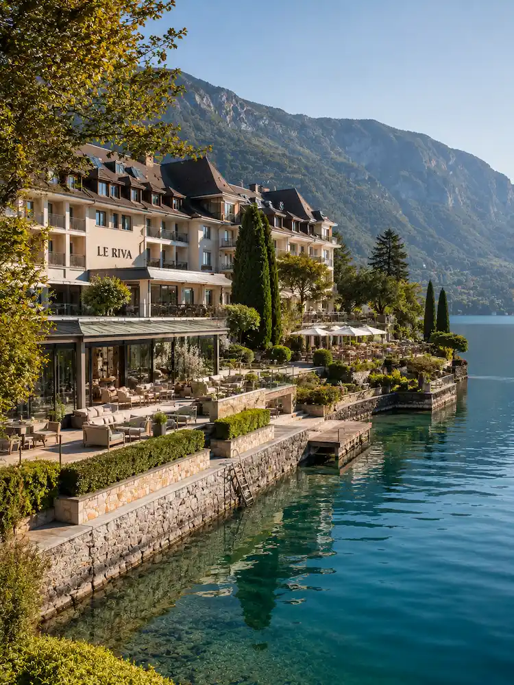 Seminar venue on the shore of Lake Annecy with mountain views