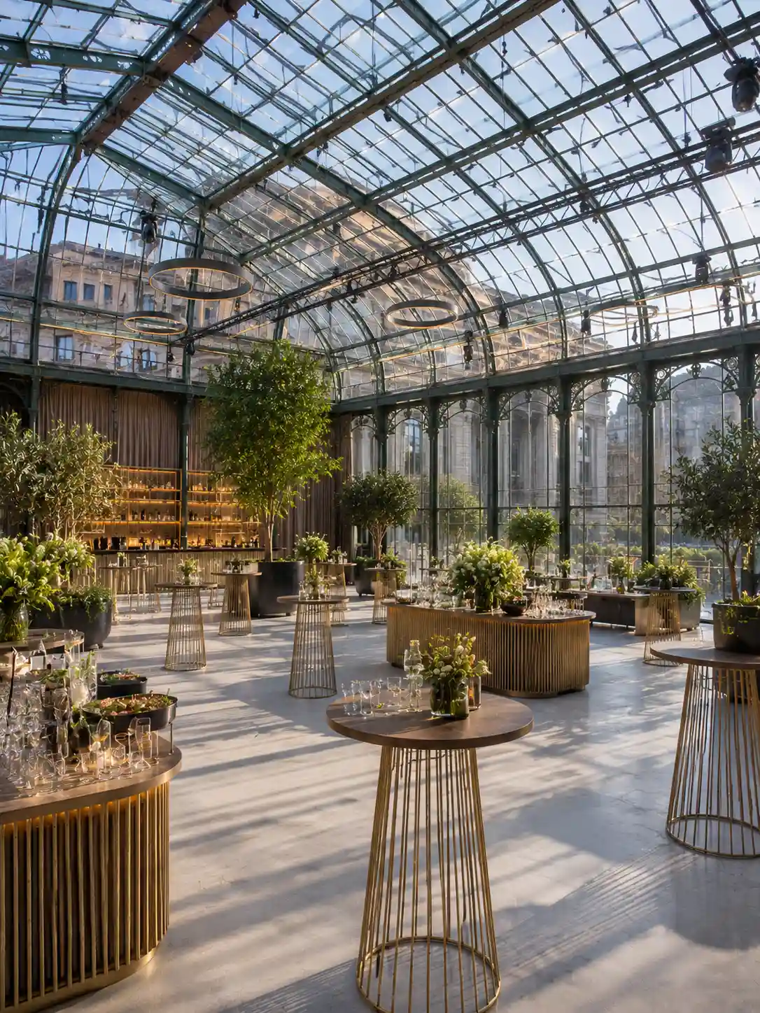 Glass-roofed event venue for a corporate party in Paris